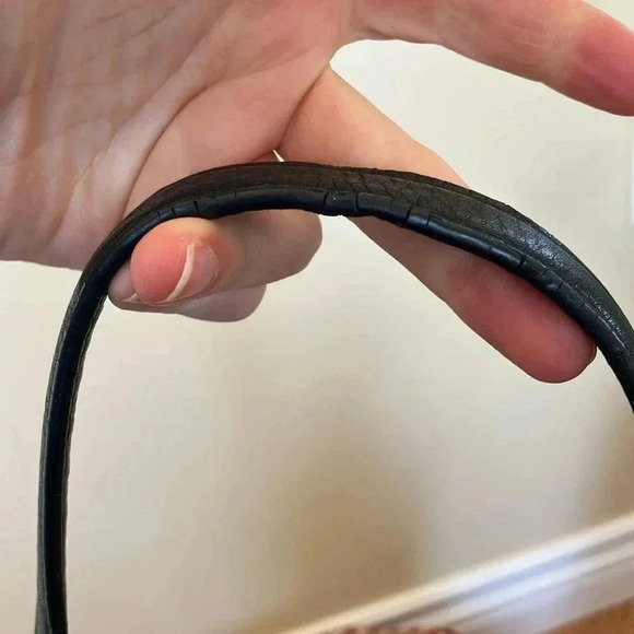 Margot black leather  suede tassel gold hardware bag - Picture 2 of 6